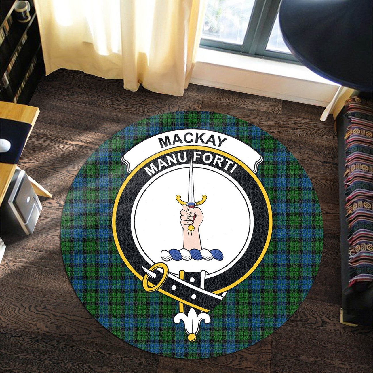 MacKay Modern Tartan Crest Round Rug