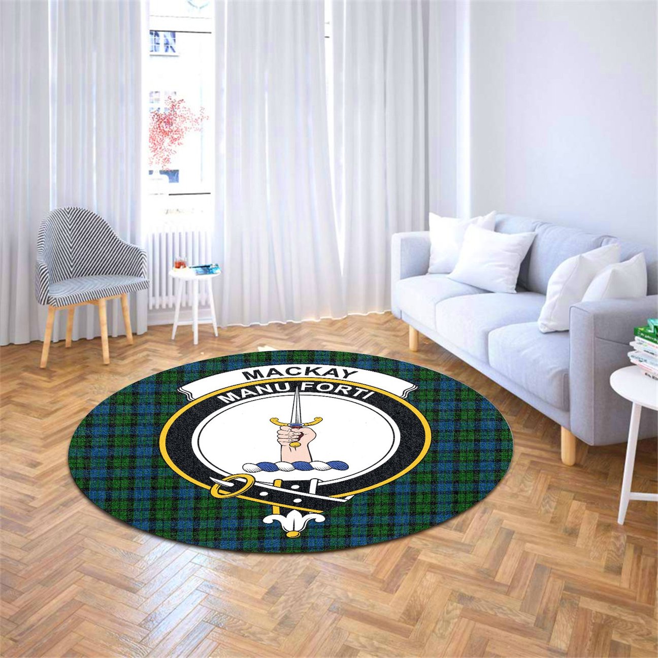 MacKay Modern Tartan Crest Round Rug