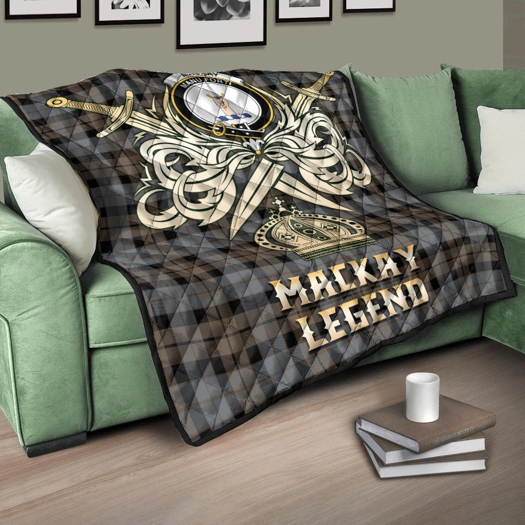 MacKay Weathered Tartan Crest Legend Gold Royal Premium Quilt