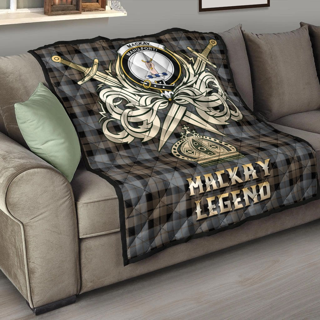 MacKay Weathered Tartan Crest Legend Gold Royal Premium Quilt