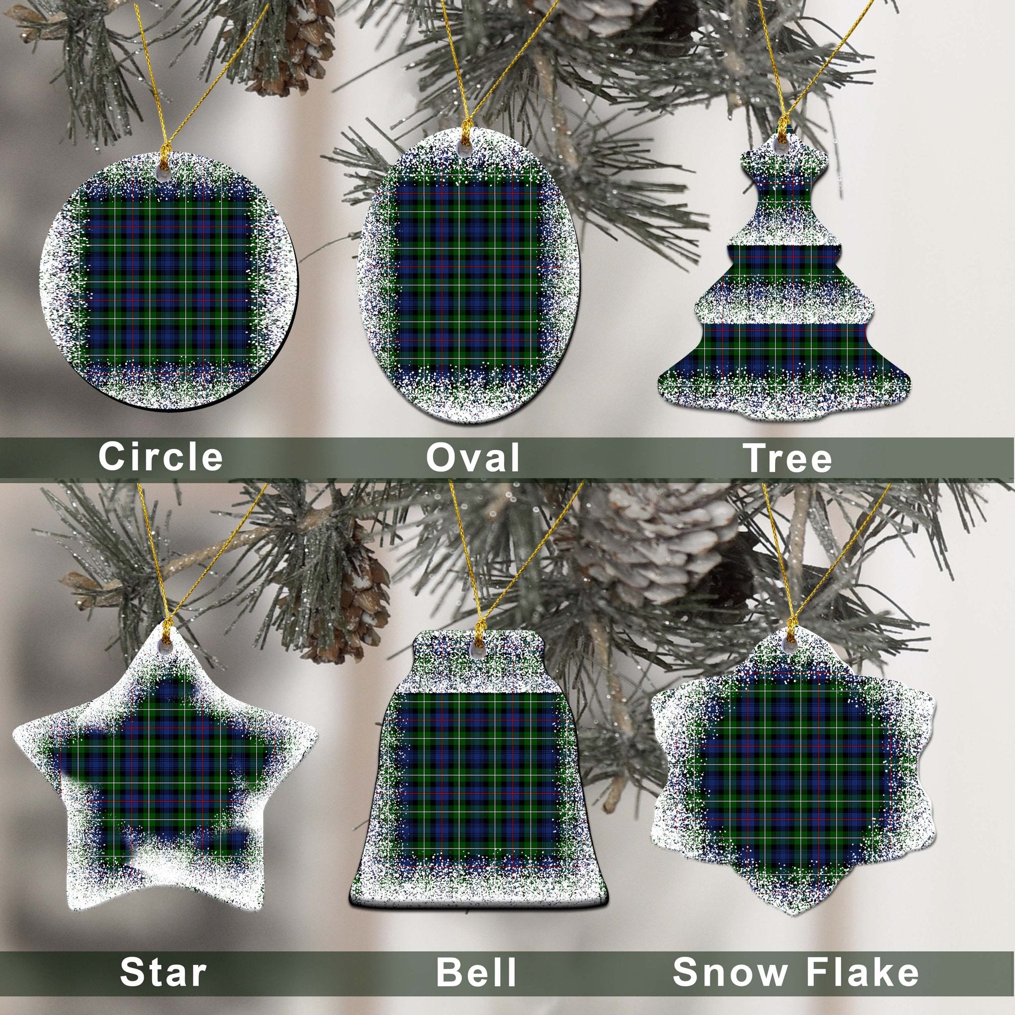 MacKenzie Tartan Christmas Ceramic Ornament - Snow Style