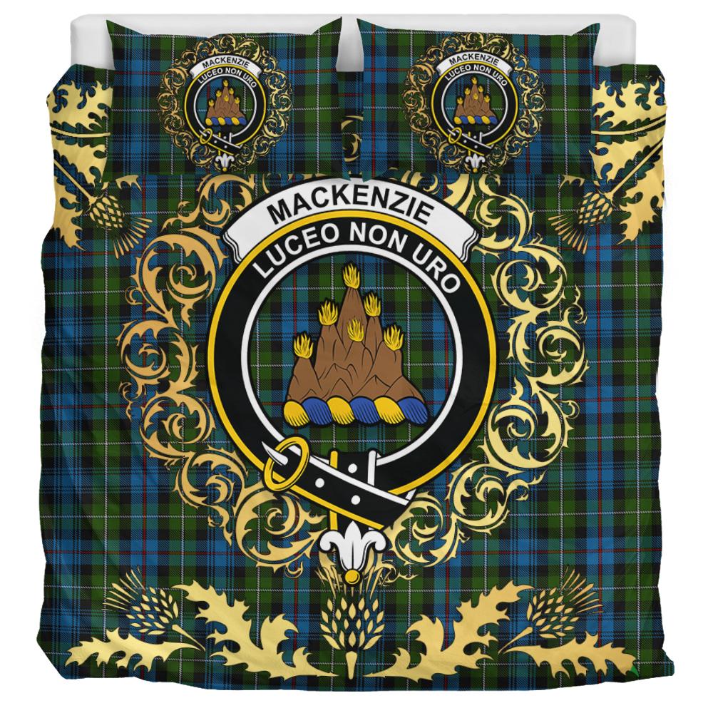 MacKenzie Tartan Crest Bedding Set - Golden Thistle Style