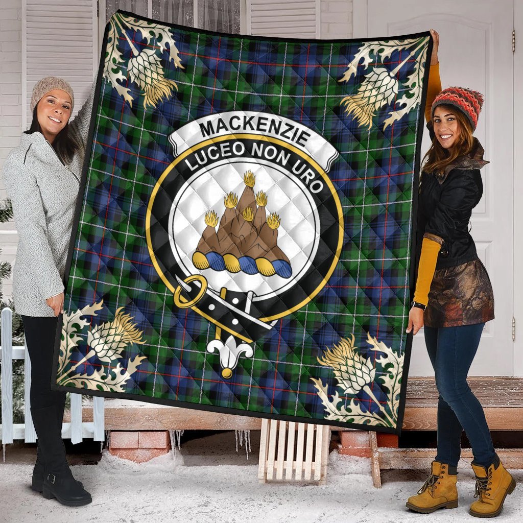 MacKenzie Modern Tartan Crest Premium Quilt - Gold Thistle Style