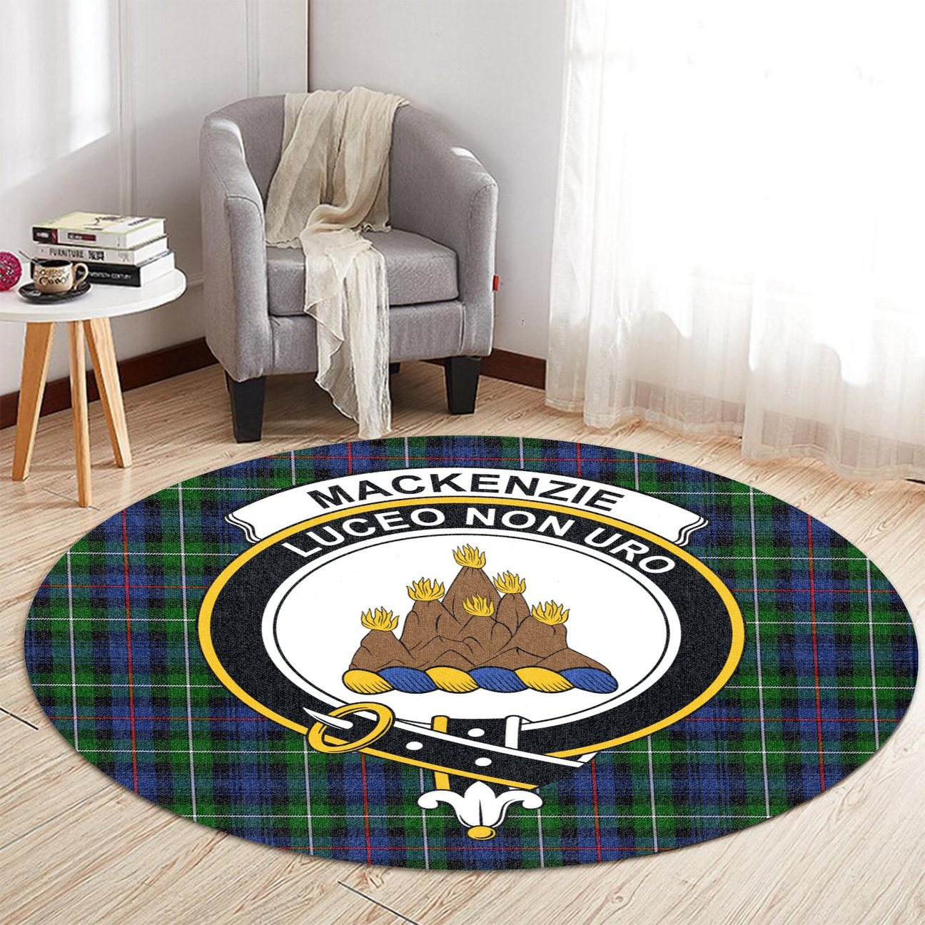 MacKenzie Modern Tartan Crest Round Rug