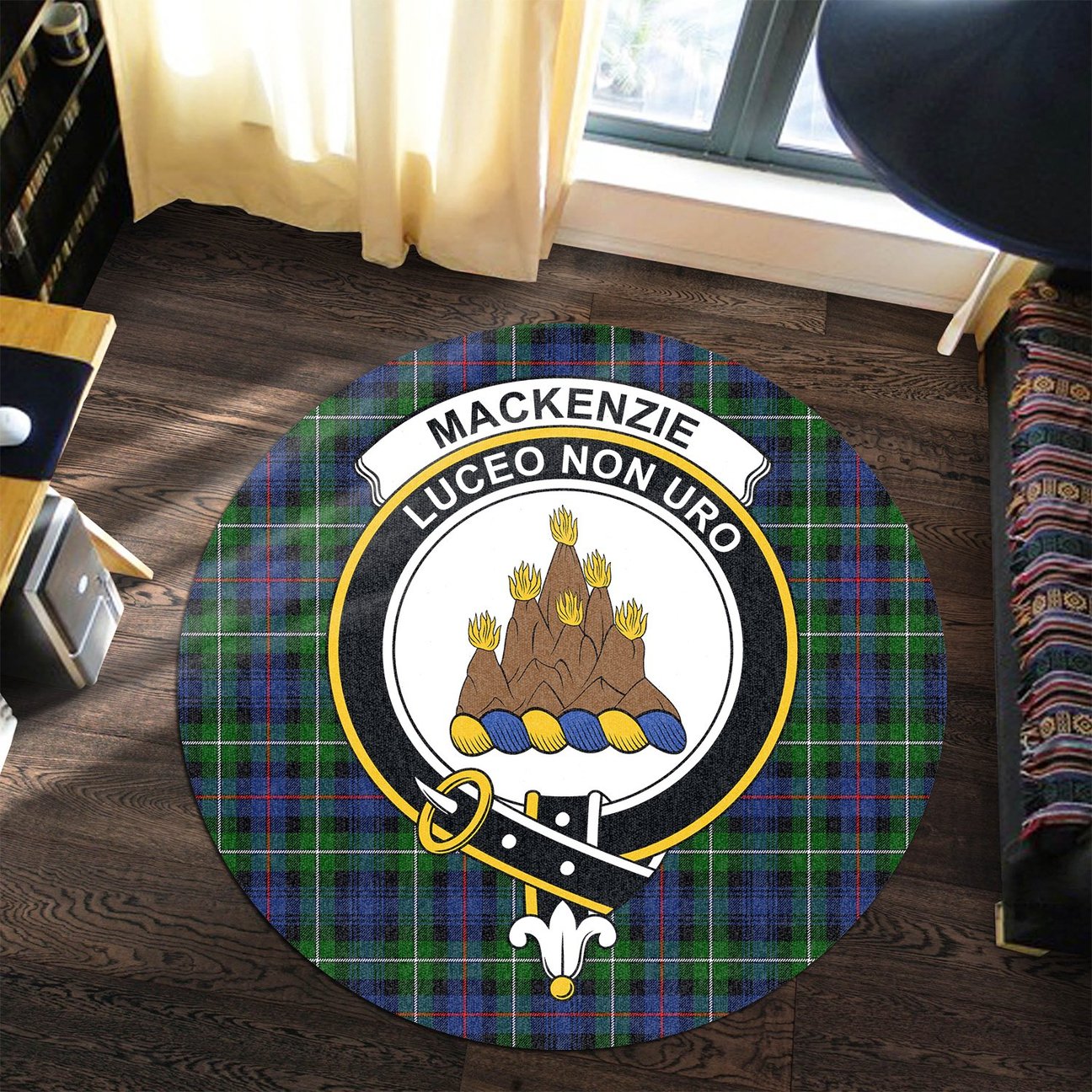 MacKenzie Modern Tartan Crest Round Rug