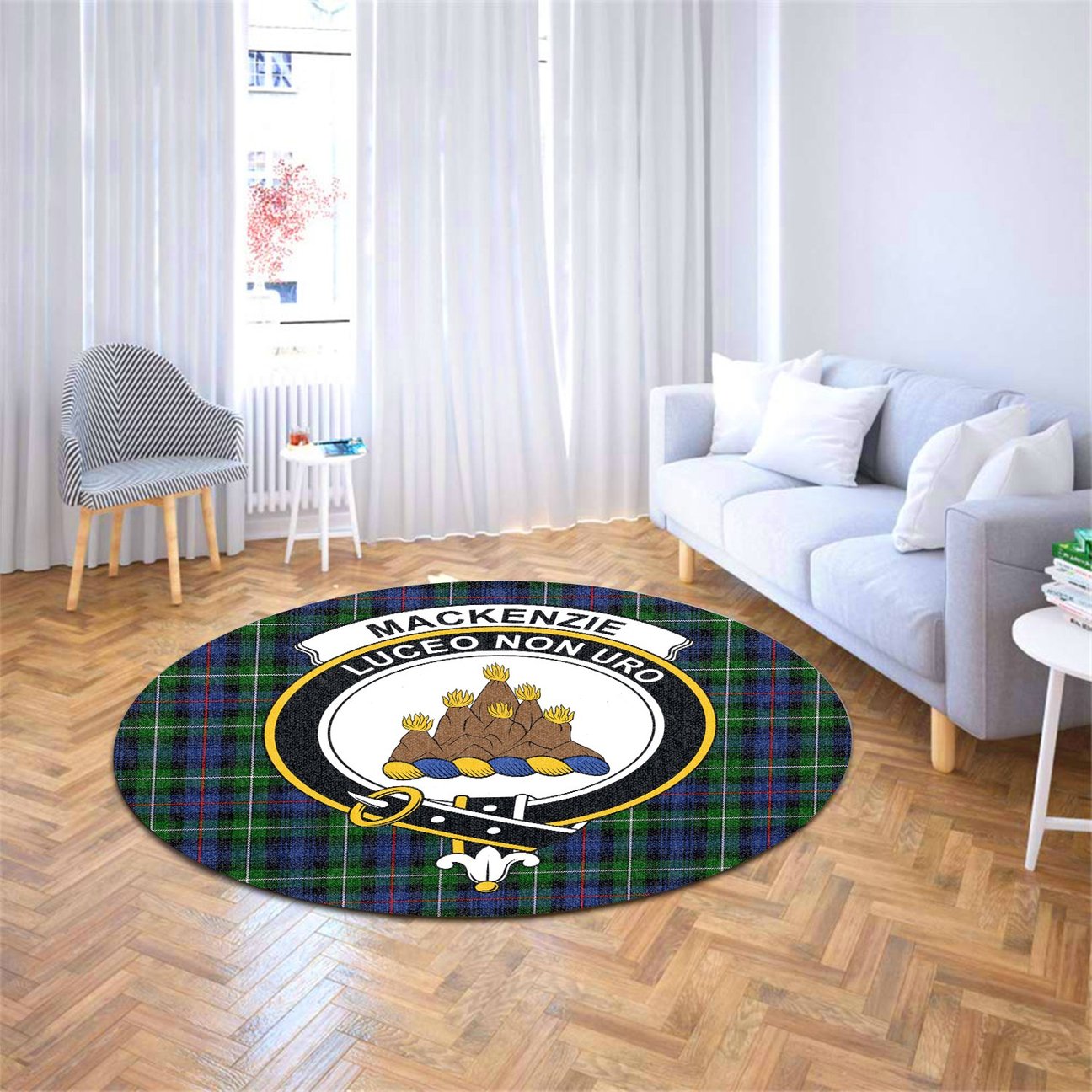 MacKenzie Modern Tartan Crest Round Rug