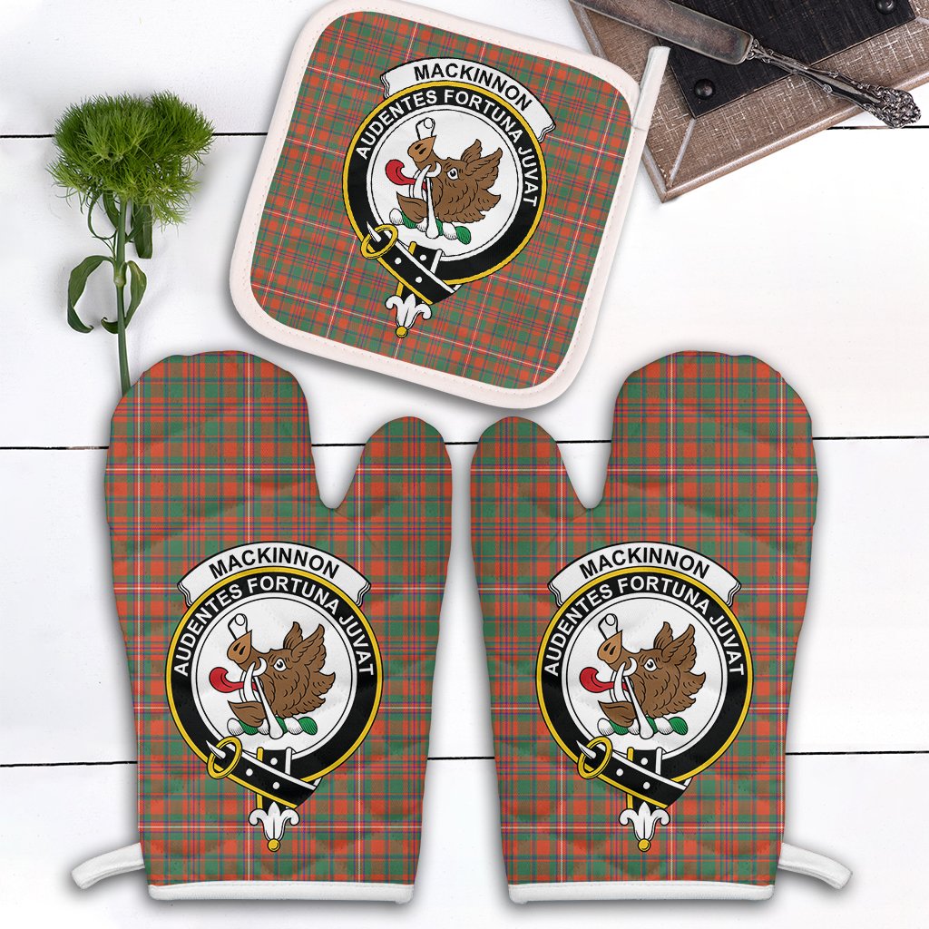 MacKinnon Ancient Tartan Crest Oven Mitt And Pot Holder (2 Oven Mitts + 1 Pot Holder)