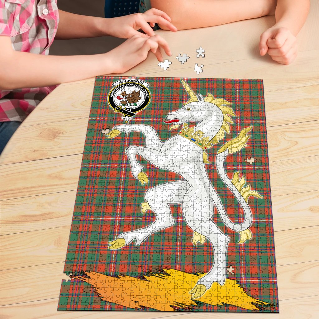 MacKinnon Ancient Tartan Crest Unicorn Scotland Jigsaw Puzzles