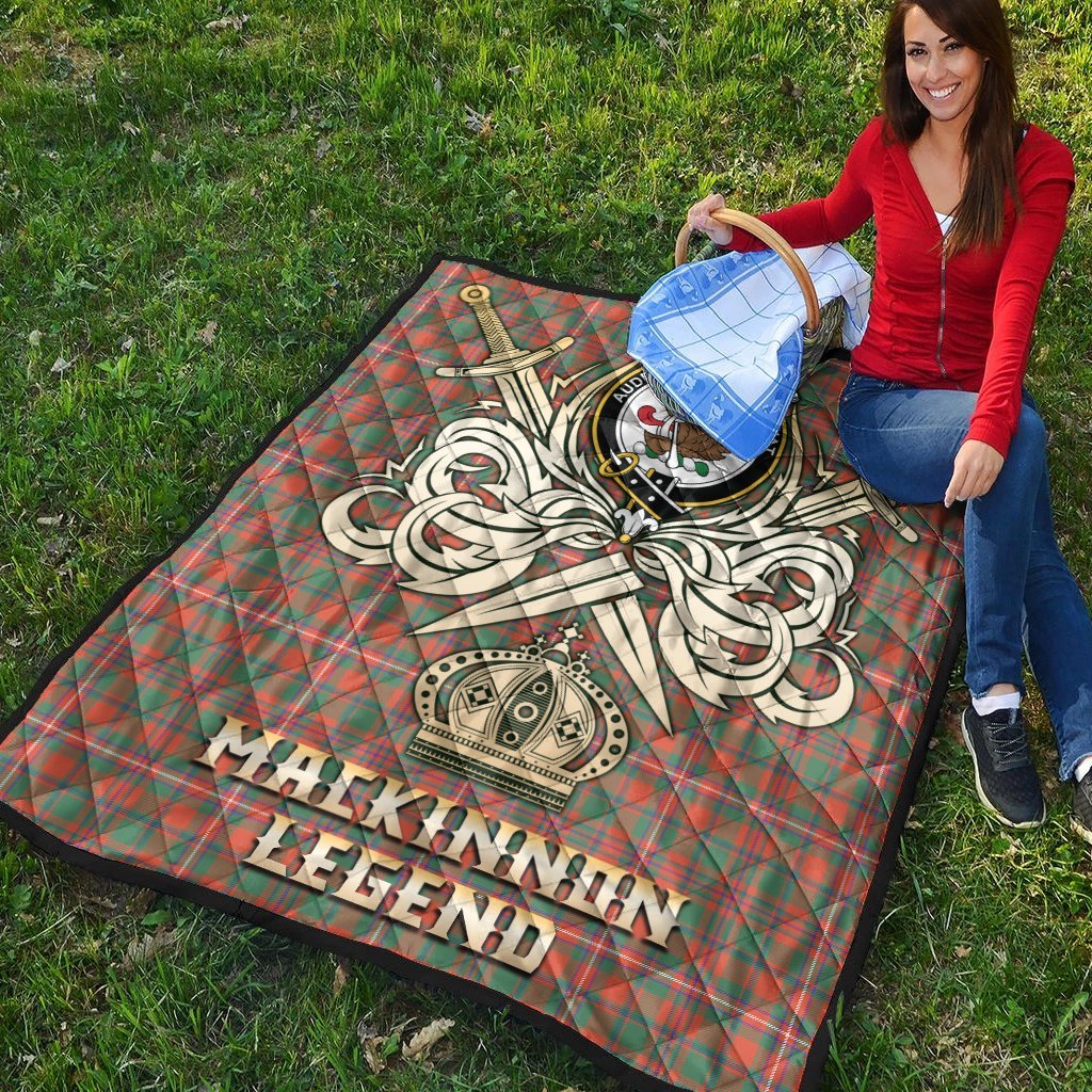 MacKinnon Ancient Tartan Crest Legend Gold Royal Premium Quilt