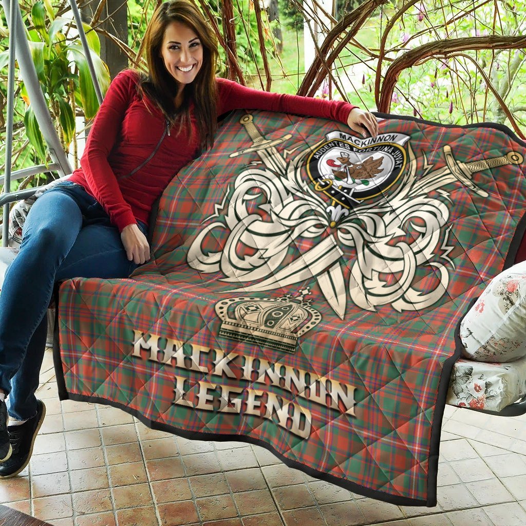 MacKinnon Ancient Tartan Crest Legend Gold Royal Premium Quilt