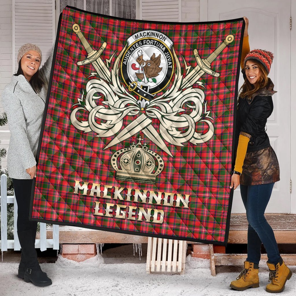 MacKinnon Modern Tartan Crest Legend Gold Royal Premium Quilt