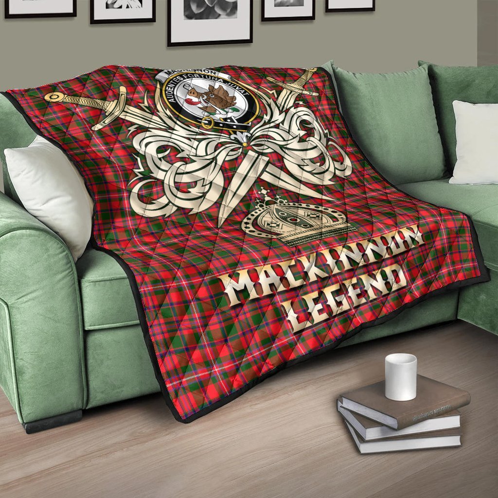 MacKinnon Modern Tartan Crest Legend Gold Royal Premium Quilt