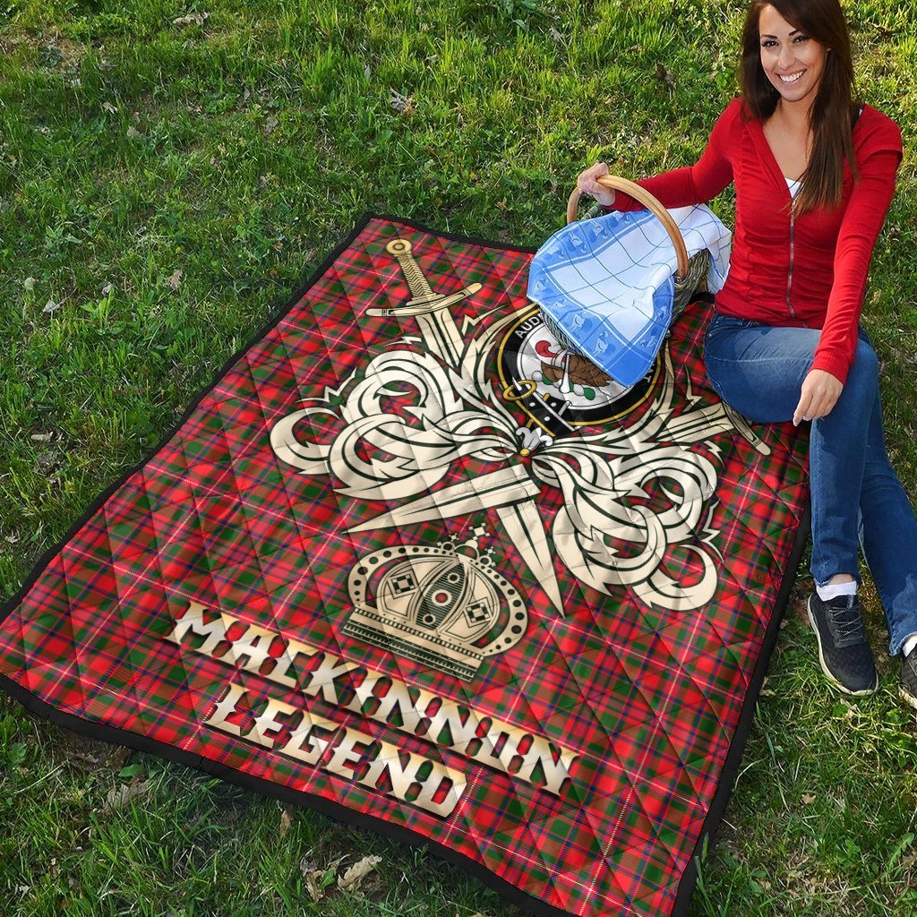 MacKinnon Modern Tartan Crest Legend Gold Royal Premium Quilt