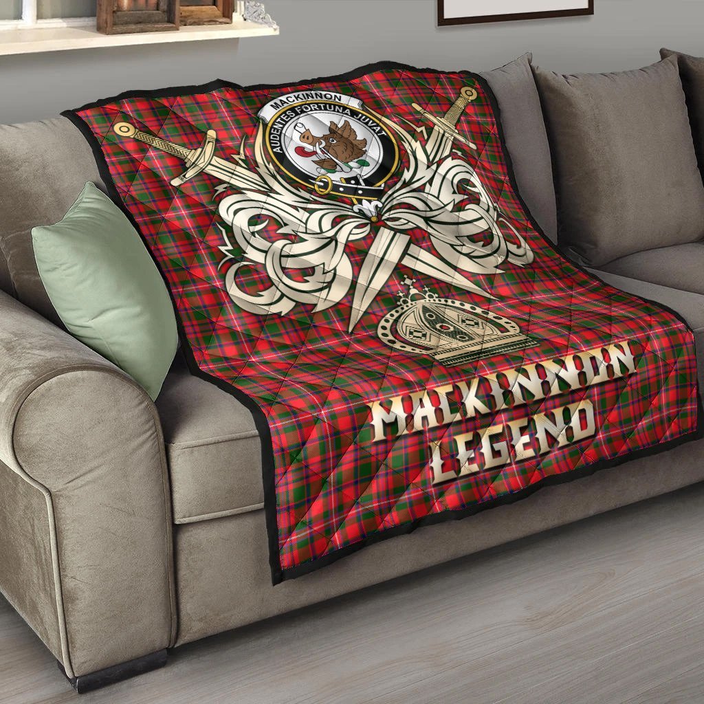 MacKinnon Modern Tartan Crest Legend Gold Royal Premium Quilt