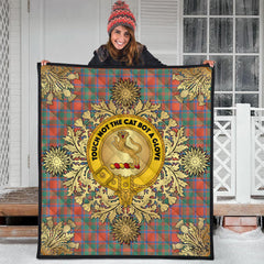 MacKintosh Ancient Tartan Crest Premium Quilt - Gold Thistle Style