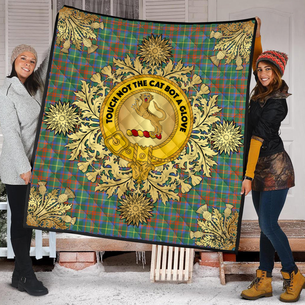 MacKintosh Hunting Ancient Tartan Crest Premium Quilt - Gold Thistle Style