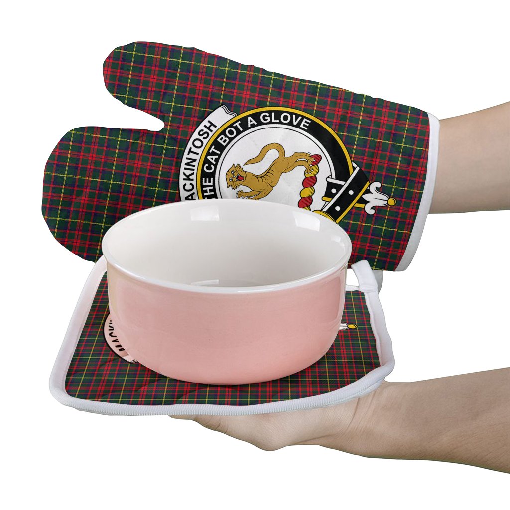 MacKintosh Hunting Modern Tartan Crest Oven Mitt And Pot Holder (2 Oven Mitts + 1 Pot Holder)