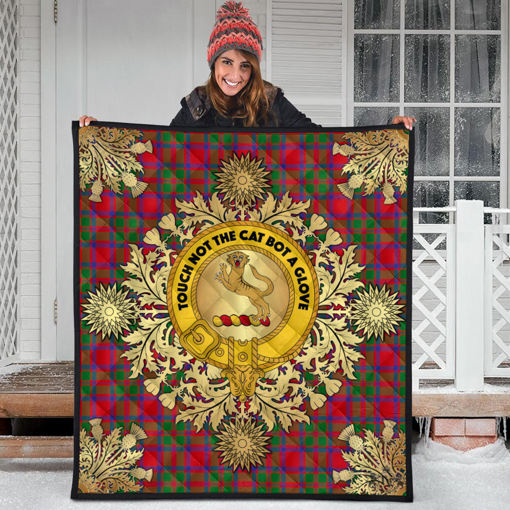 MacKintosh Modern Tartan Crest Premium Quilt - Gold Thistle Style