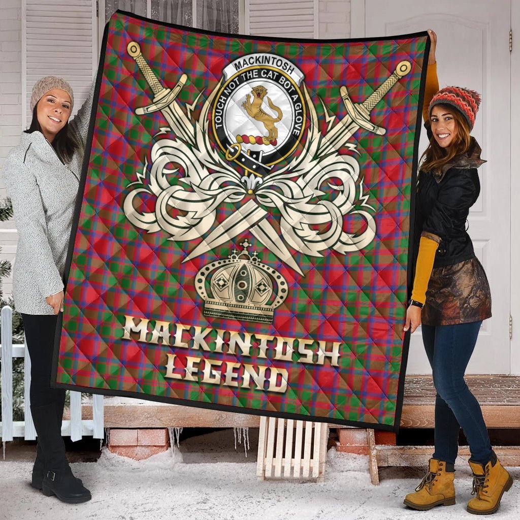 MacKintosh Modern Tartan Crest Legend Gold Royal Premium Quilt