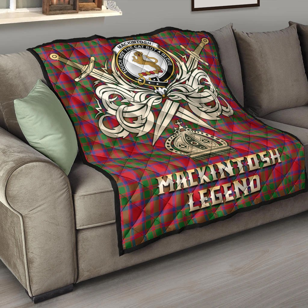 MacKintosh Modern Tartan Crest Legend Gold Royal Premium Quilt