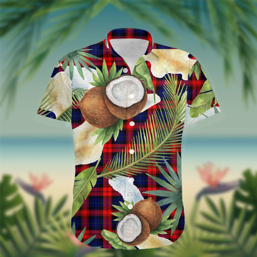 MacLachlan Tartan Hawaiian Shirt Hibiscus, Coconut, Parrot, Pineapple - Tropical Garden Shirt