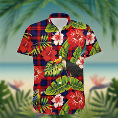 MacLachlan Tartan Hawaiian Shirt Hibiscus, Coconut, Parrot, Pineapple - Tropical Garden Shirt