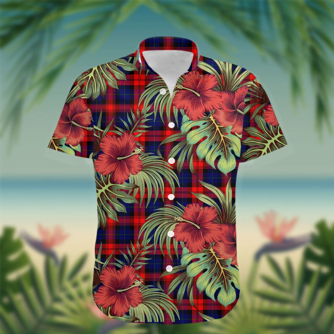 MacLachlan Tartan Hawaiian Shirt Hibiscus, Coconut, Parrot, Pineapple - Tropical Garden Shirt