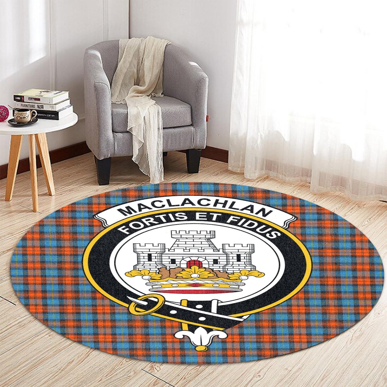 MacLachlan Ancient Tartan Crest Round Rug