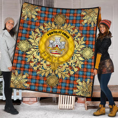 MacLachlan Ancient Tartan Crest Premium Quilt - Gold Thistle Style