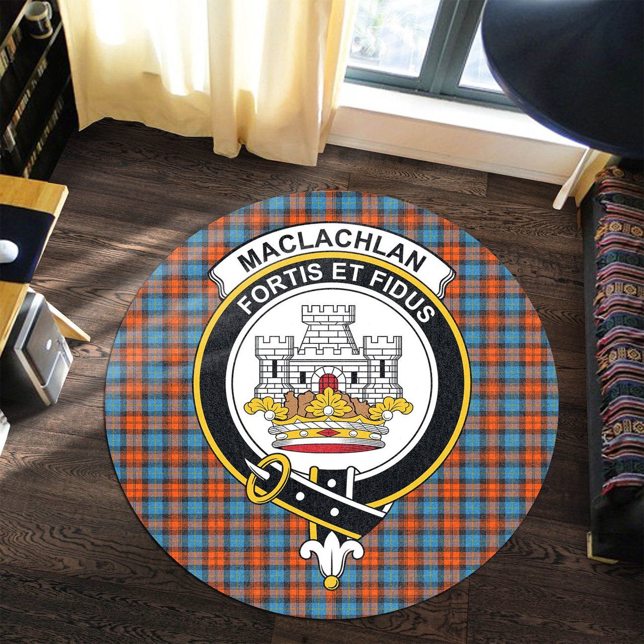 MacLachlan Ancient Tartan Crest Round Rug