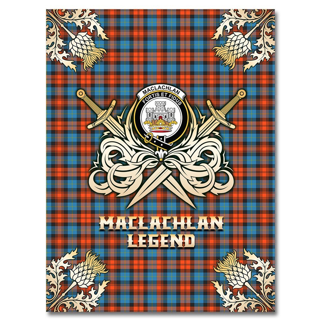 MacLachlan Ancient Tartan Gold Courage Symbol Blanket