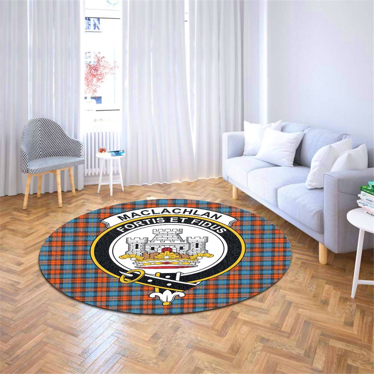 MacLachlan Ancient Tartan Crest Round Rug