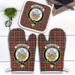 MacLachlan Weathered Tartan Crest Oven Mitt And Pot Holder (2 Oven Mitts + 1 Pot Holder)