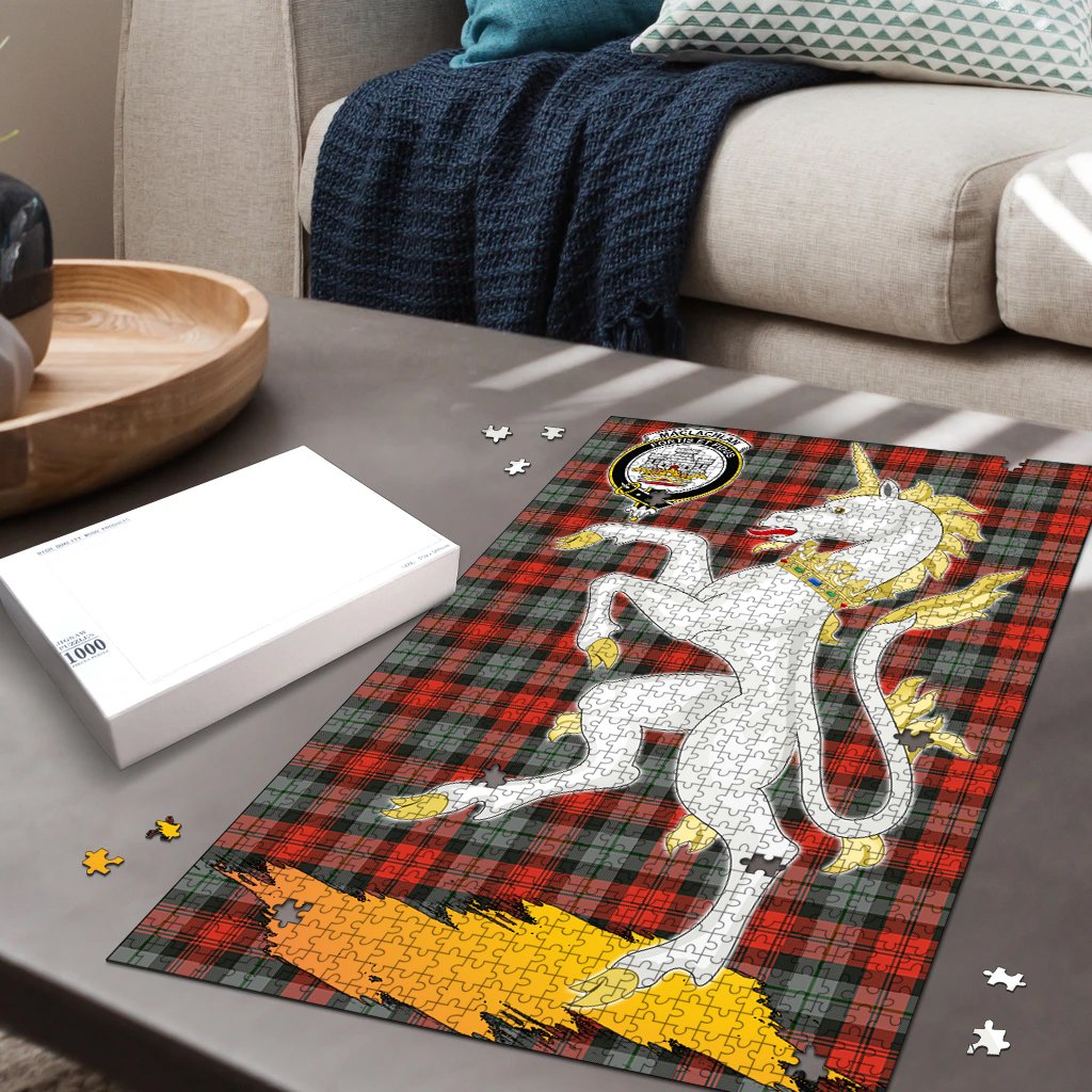 MacLachlan Weathered Tartan Crest Unicorn Scotland Jigsaw Puzzles