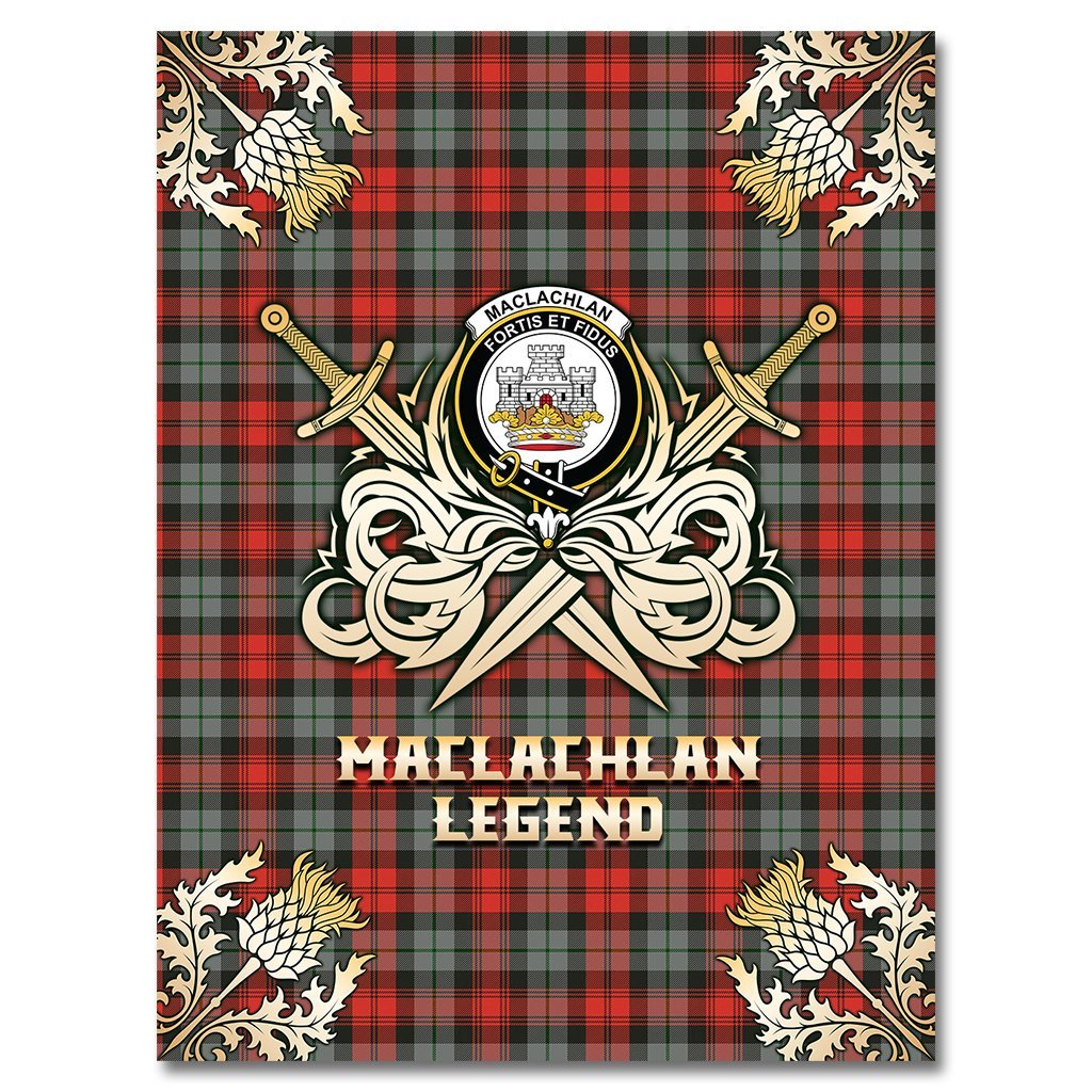 MacLachlan Weathered Tartan Gold Courage Symbol Blanket