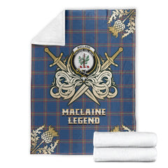 MacLaine of Loch Buie Hunting Ancient Tartan Gold Courage Symbol Blanket