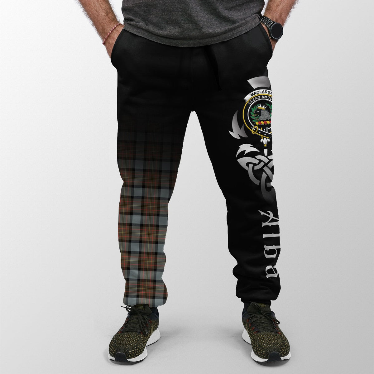 MacLaren Weathered Tartan Crest Jogger Sweatpants - Alba Celtic Style