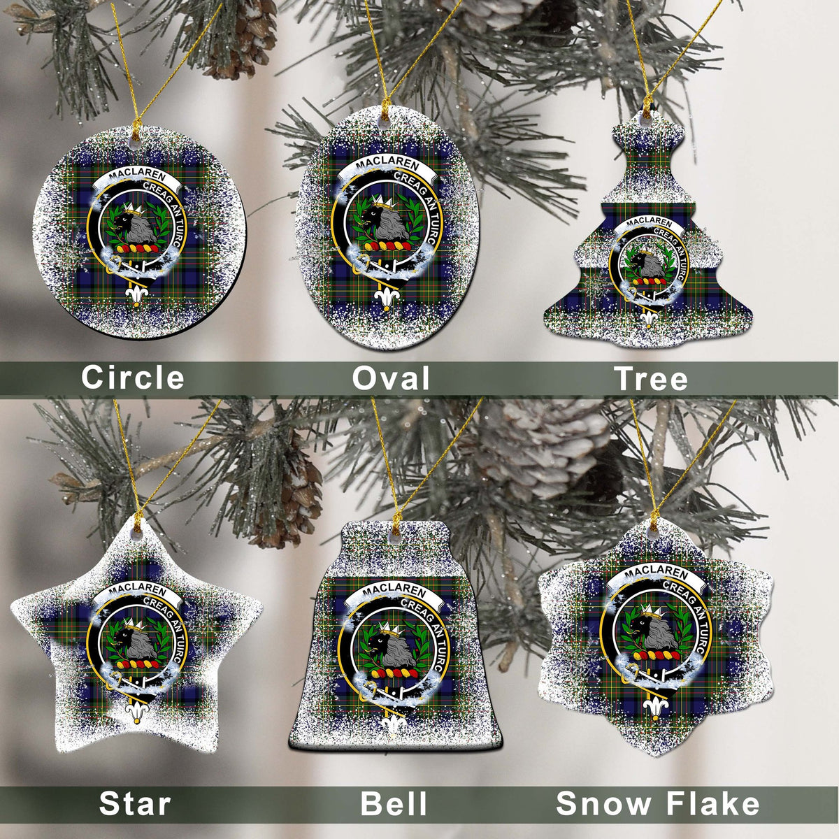 MacLaren Tartan Christmas Ceramic Ornament - Snow Style