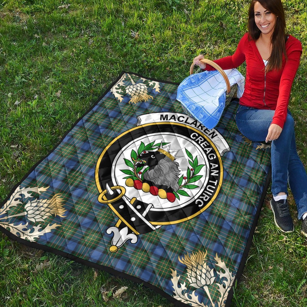 MacLaren Ancient Tartan Crest Premium Quilt - Gold Thistle Style