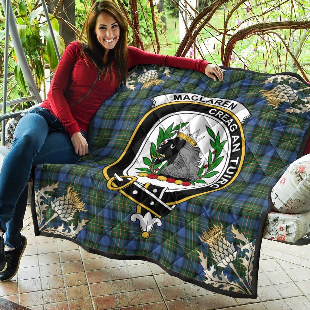 MacLaren Ancient Tartan Crest Premium Quilt - Gold Thistle Style