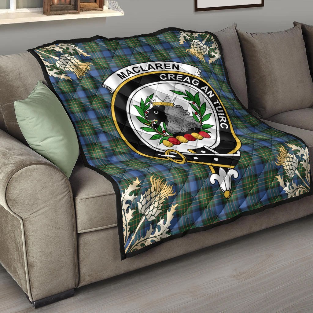 MacLaren Ancient Tartan Crest Premium Quilt - Gold Thistle Style