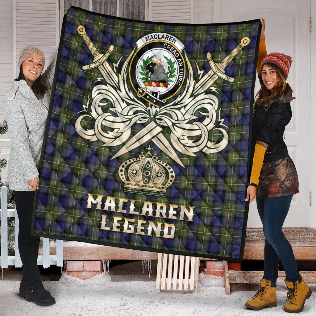 MacLaren Modern Tartan Crest Legend Gold Royal Premium Quilt