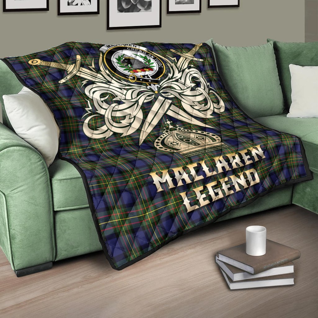 MacLaren Modern Tartan Crest Legend Gold Royal Premium Quilt