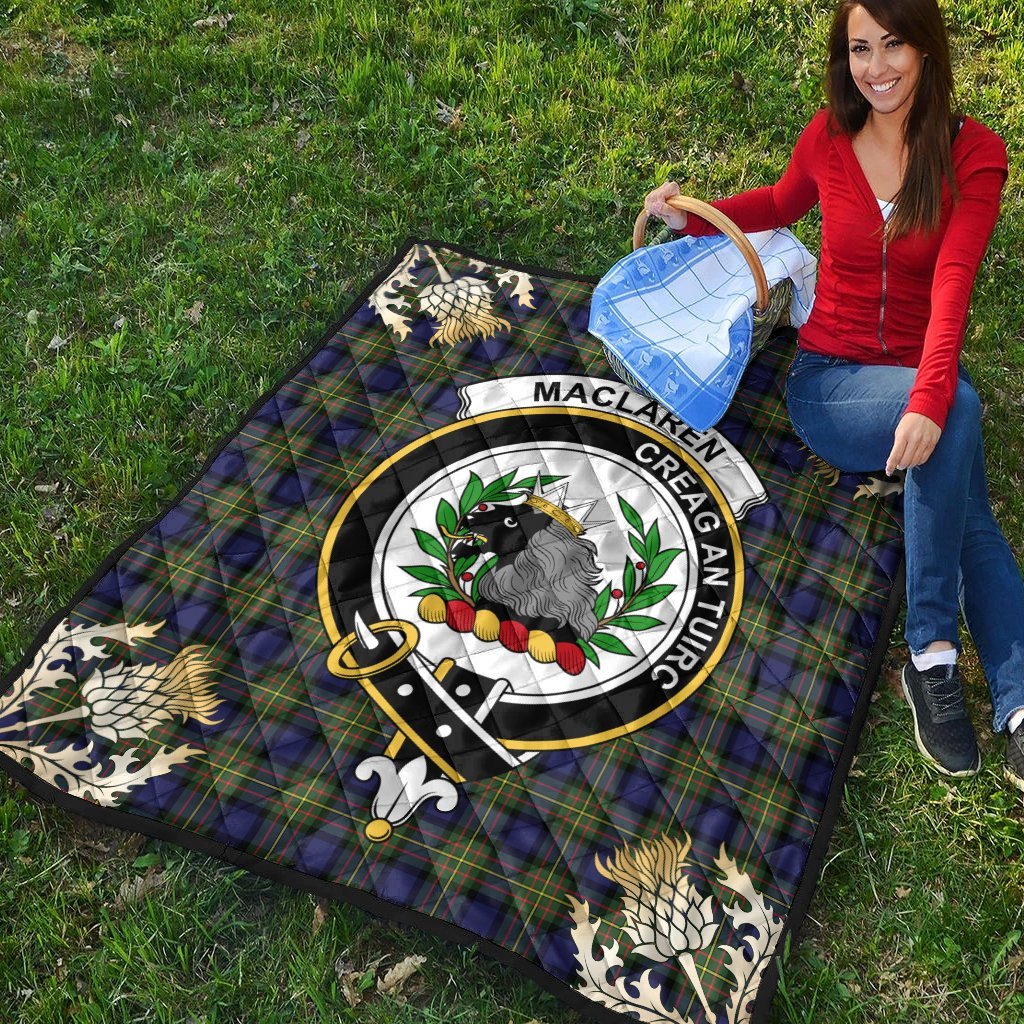 MacLaren Modern Tartan Crest Premium Quilt - Gold Thistle Style