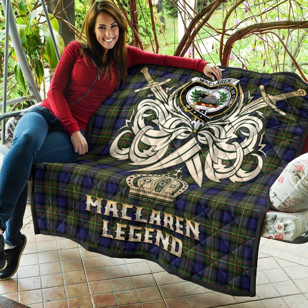 MacLaren Modern Tartan Crest Legend Gold Royal Premium Quilt