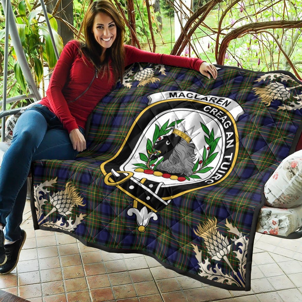 MacLaren Modern Tartan Crest Premium Quilt - Gold Thistle Style