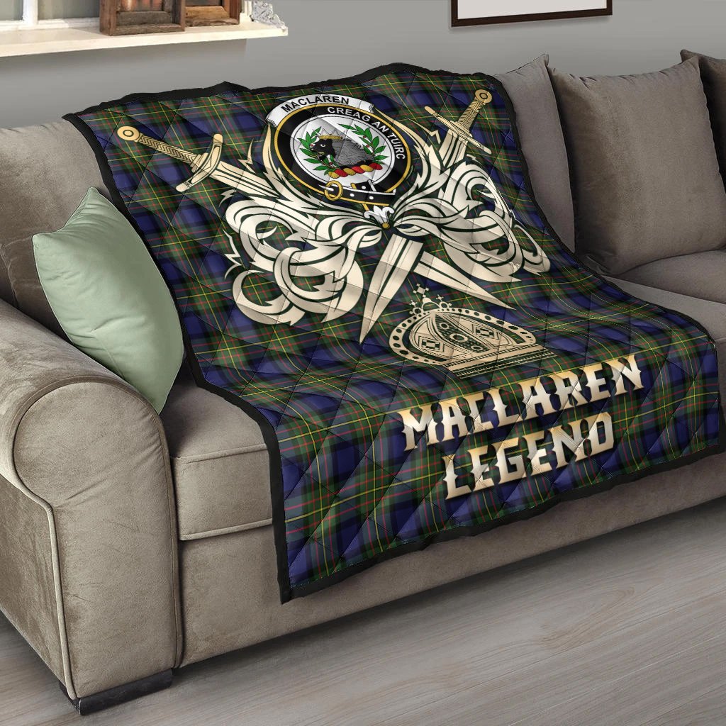 MacLaren Modern Tartan Crest Legend Gold Royal Premium Quilt