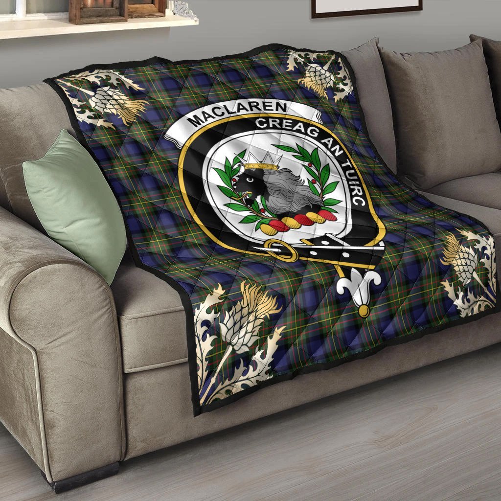 MacLaren Modern Tartan Crest Premium Quilt - Gold Thistle Style