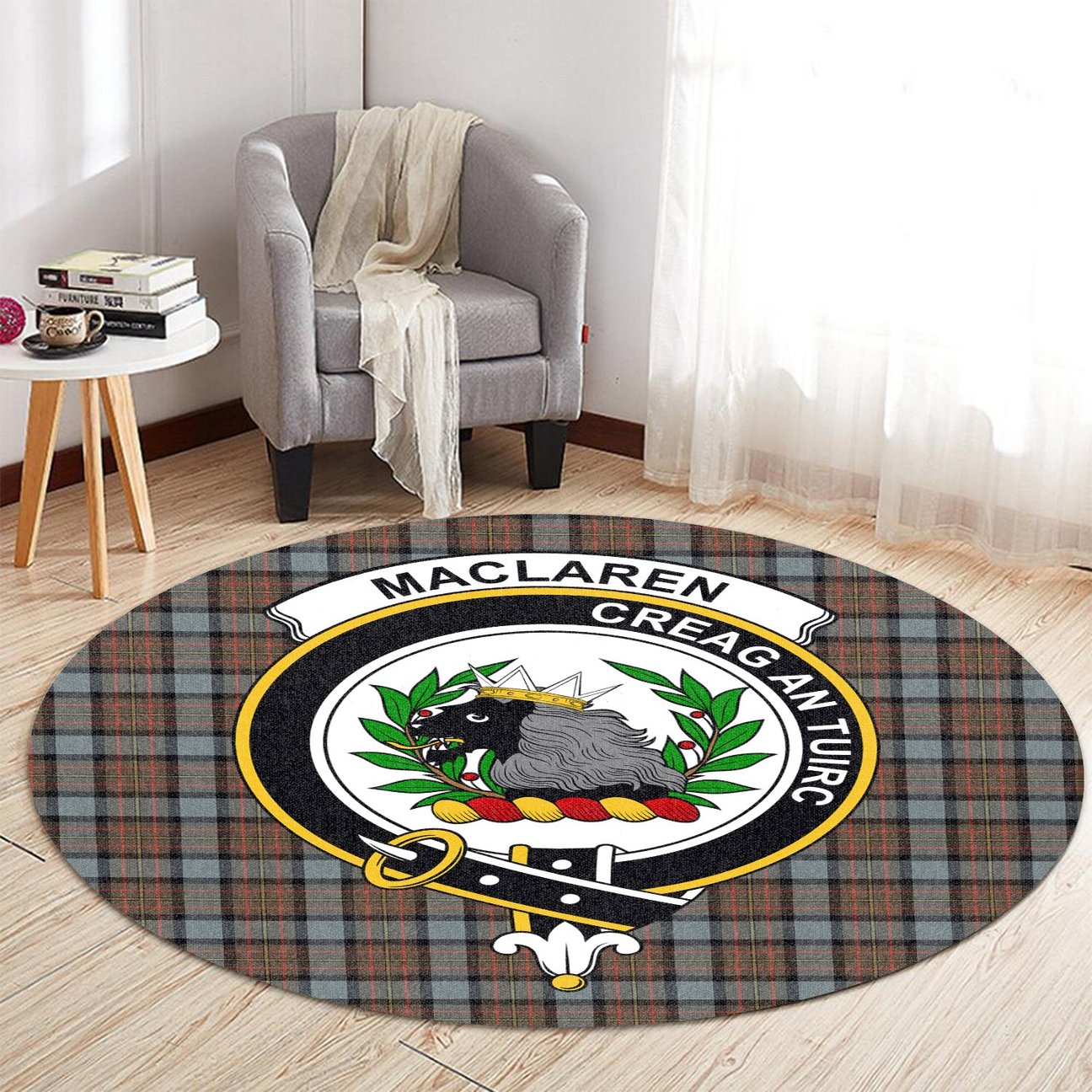 MacLaren Weathered Tartan Crest Round Rug