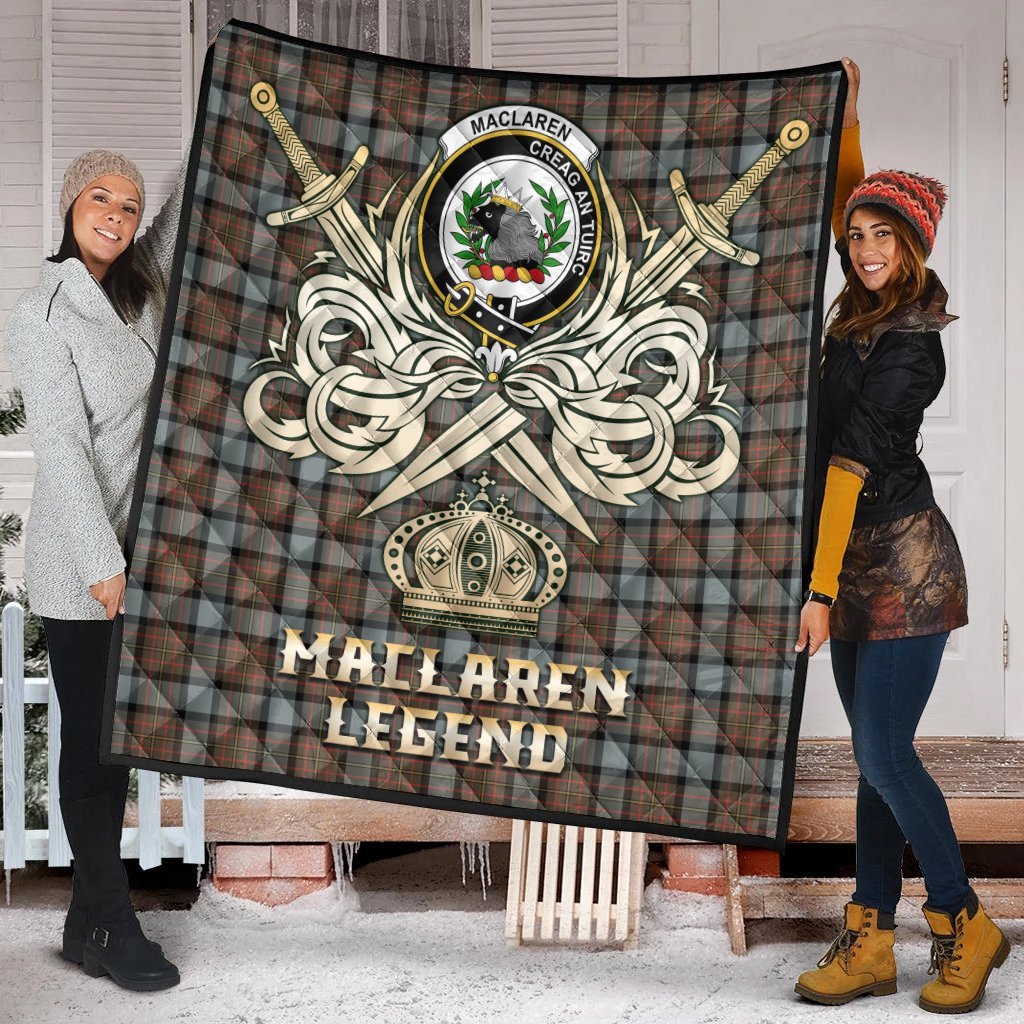 MacLaren Weathered Tartan Crest Legend Gold Royal Premium Quilt